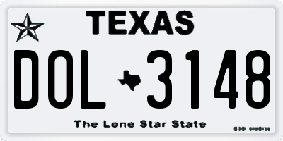 TX license plate DOL3148