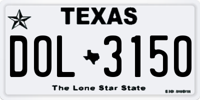 TX license plate DOL3150
