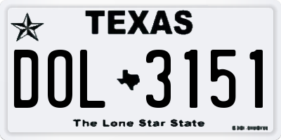 TX license plate DOL3151