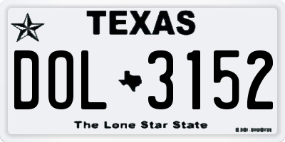 TX license plate DOL3152