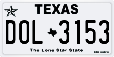 TX license plate DOL3153