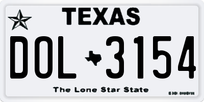 TX license plate DOL3154