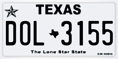 TX license plate DOL3155