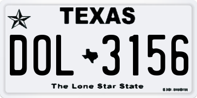 TX license plate DOL3156