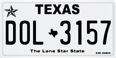TX license plate DOL3157