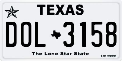 TX license plate DOL3158