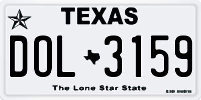 TX license plate DOL3159