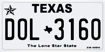 TX license plate DOL3160