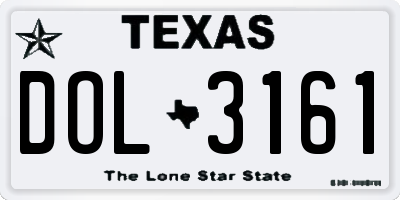 TX license plate DOL3161