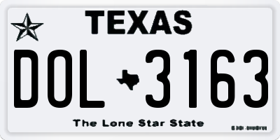 TX license plate DOL3163