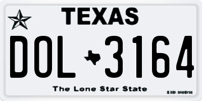 TX license plate DOL3164