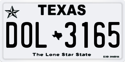 TX license plate DOL3165