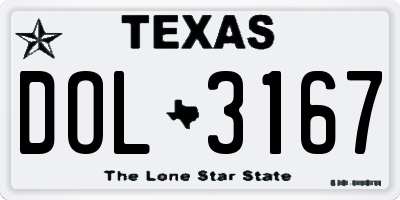 TX license plate DOL3167
