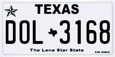 TX license plate DOL3168
