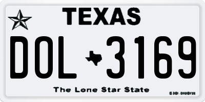 TX license plate DOL3169