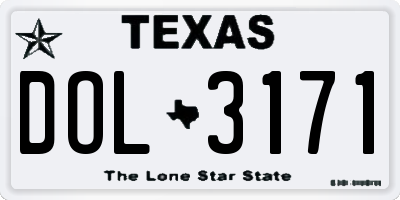 TX license plate DOL3171