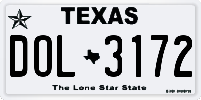 TX license plate DOL3172