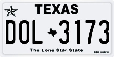 TX license plate DOL3173