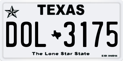 TX license plate DOL3175