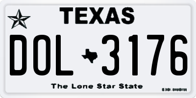 TX license plate DOL3176