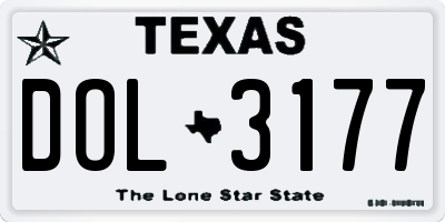 TX license plate DOL3177