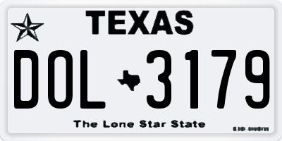 TX license plate DOL3179