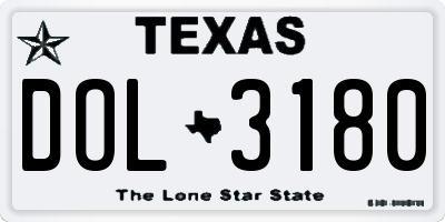 TX license plate DOL3180