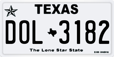 TX license plate DOL3182