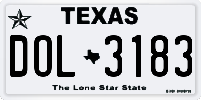 TX license plate DOL3183