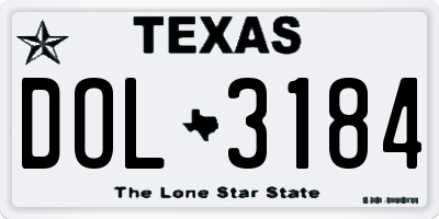 TX license plate DOL3184