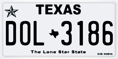 TX license plate DOL3186