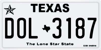 TX license plate DOL3187