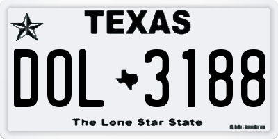 TX license plate DOL3188