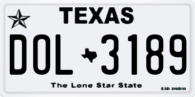TX license plate DOL3189