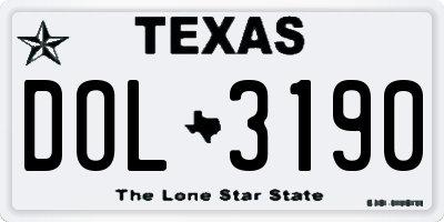 TX license plate DOL3190