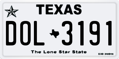 TX license plate DOL3191