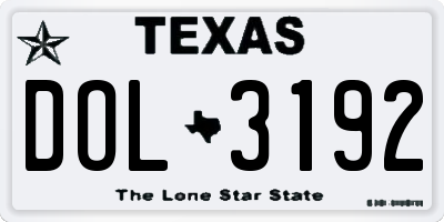 TX license plate DOL3192