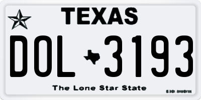 TX license plate DOL3193