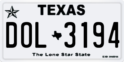 TX license plate DOL3194