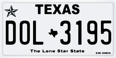 TX license plate DOL3195