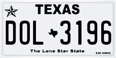 TX license plate DOL3196