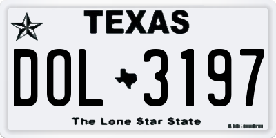 TX license plate DOL3197
