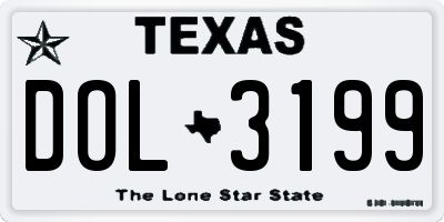 TX license plate DOL3199