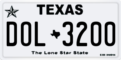 TX license plate DOL3200