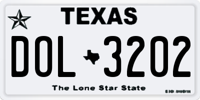 TX license plate DOL3202