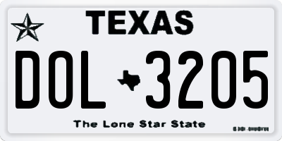 TX license plate DOL3205