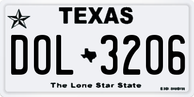 TX license plate DOL3206