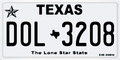 TX license plate DOL3208