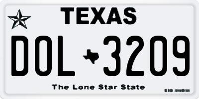 TX license plate DOL3209