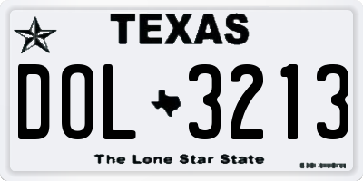 TX license plate DOL3213